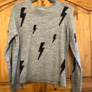 Gray Lightening Bolt Sweater